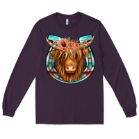 Plum highland cow serape floral headband horseshoe Long Sleeve Tee - Jasminsmagicworld