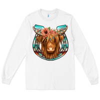 White highland cow serape floral headband horseshoe Long Sleeve Tee - Jasminsmagicworld