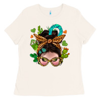 Bone Western  Messy Bun With Cactus Ladies Tee - BundleAndBundleShop