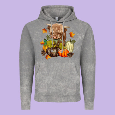 Heifer With Pumpkins Vintage Hoodie Designed By Texasbilliewilder
