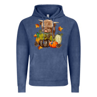 Vintage Denim Heifer with Pumpkins Vintage Hoodie - texasbilliewilder