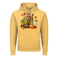 Vintage Mustard Heifer with Pumpkins Vintage Hoodie - texasbilliewilder