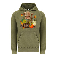 Vintage Olive Heifer with Pumpkins Vintage Hoodie - texasbilliewilder