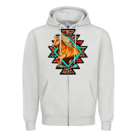 Dove Grey Aztec Symbol With Horse Zipper Hoodie - FaDigitalArtStudio