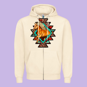 Aztec Symbol With Horse Zipper Hoodie Designed By Fadigitalartstudio