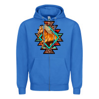 True Royal Aztec Symbol With Horse Zipper Hoodie - FaDigitalArtStudio