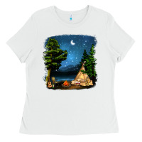 White Night Glamping Camp With Wine Ladies Tee - BundleAndBundleShop
