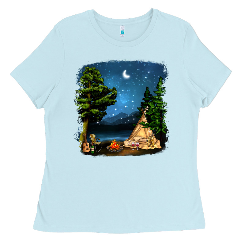 Night Glamping Camp With Wine Ladies Tee by BundleAndBundleShop | Teevron