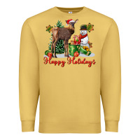 Antique Gold happy holidays baby deer Premium Sweatshirt - LillyAllenDesigns
