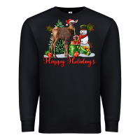Black happy holidays baby deer Premium Sweatshirt - LillyAllenDesigns