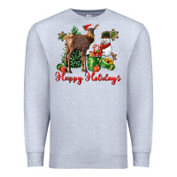 Heather Grey happy holidays baby deer Premium Sweatshirt - LillyAllenDesigns