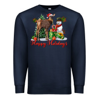 Navy happy holidays baby deer Premium Sweatshirt - LillyAllenDesigns