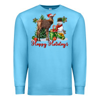 Ocean Blue happy holidays baby deer Premium Sweatshirt - LillyAllenDesigns