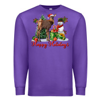Purple happy holidays baby deer Premium Sweatshirt - LillyAllenDesigns