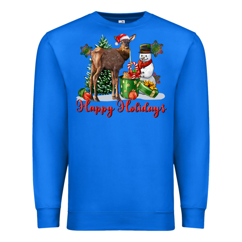 Happy Holidays Baby Deer Premium Sweatshirt by LillyAllenDesigns | Teevron