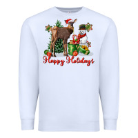 White happy holidays baby deer Premium Sweatshirt - LillyAllenDesigns