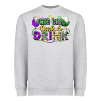 Heather Grey This girl needs a drink Heavyweight Sweatshirt - FaDigitalArtStudio