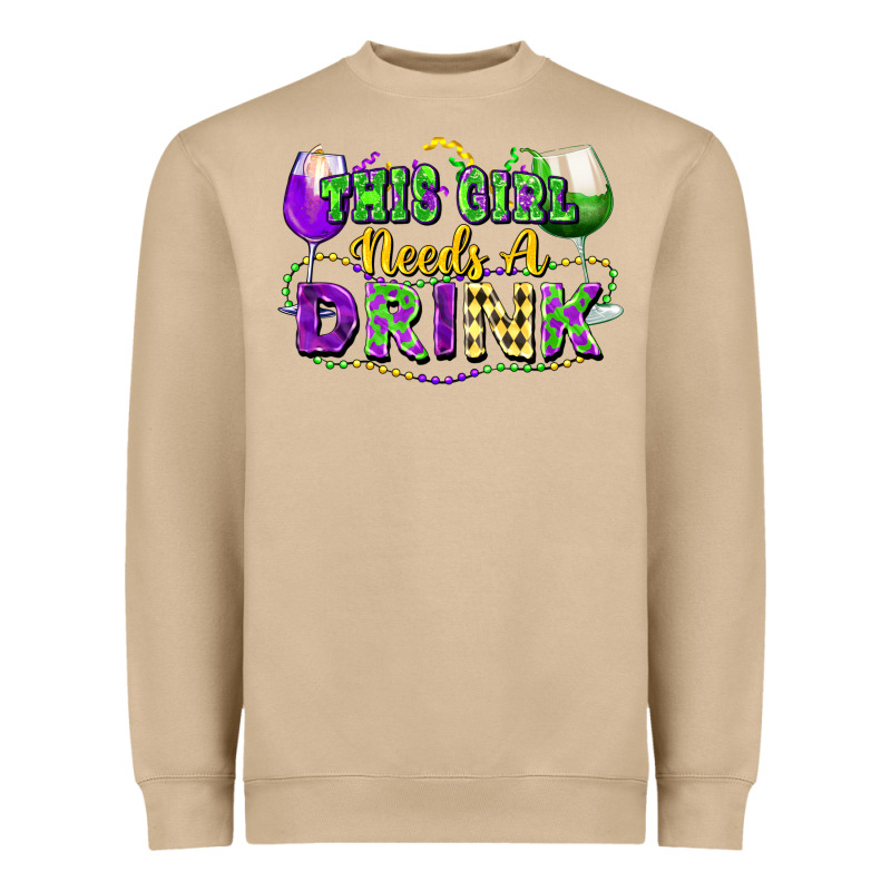 This Girl Needs A Drink Heavyweight Sweatshirt by FaDigitalArtStudio | Teevron