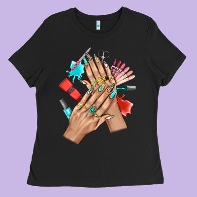 Western Nail Art With Nail Material Bbs Ladies Tee Designed By Bundleandbundleshop