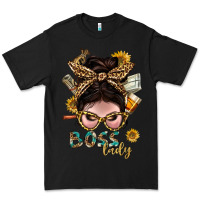 Black Western Messy Bun Boss Lady With Money Premium Tee - BundleAndBundleShop