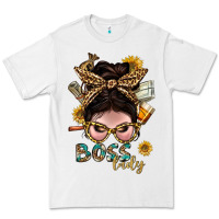 White Western Messy Bun Boss Lady With Money Premium Tee - BundleAndBundleShop