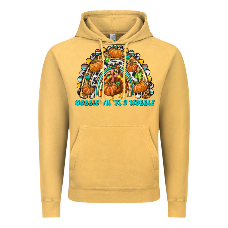 Gobble Til You Wobble With Rainbow Vintage Hoodie by texasbilliewilder | Teevron