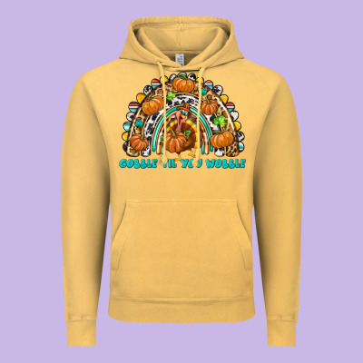 Gobble Til You Wobble With Rainbow Vintage Hoodie Designed By Texasbilliewilder