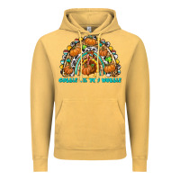 Vintage Mustard Gobble Til You Wobble with Rainbow Vintage Hoodie - texasbilliewilder