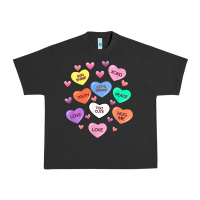 Pigment Black womens valentine candy heart valentines day vneck Urban Heavy Tee - tuanDangUi