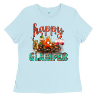 Baby Blue Happy Glamper Camp Ladies Tee - BundleAndBundleShop