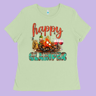 Happy Glamper Camp Ladies Tee Designed By Bundleandbundleshop