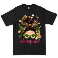 Black Glamping Messy Bun With Glamping Camp Tent Bbs Premium Tee - BundleAndBundleShop