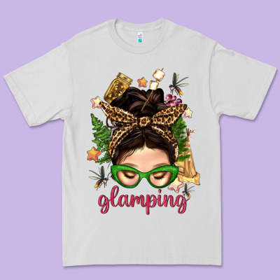 Glamping Messy Bun With Glamping Camp Tent Bbs Premium Tee Designed By Bundleandbundleshop