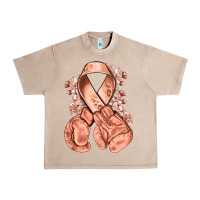 French Oak Uterine Cancer peach ribbon with boxing gloves Urban Heavy Tee - NancyCooperArtShop