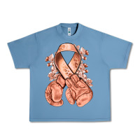Pebble Blue Uterine Cancer peach ribbon with boxing gloves Urban Heavy Tee - NancyCooperArtShop