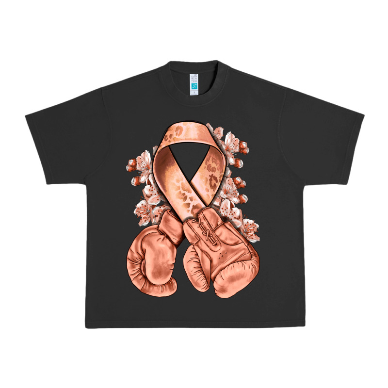 Uterine Cancer Peach Ribbon With Boxing Gloves Urban Heavy Tee by NancyCooperArtShop | Teevron