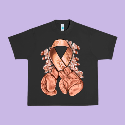 Uterine Cancer Peach Ribbon With Boxing Gloves Urban Heavy Tee Designed By Nancycooperartshop