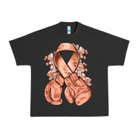 Pigment Black Uterine Cancer peach ribbon with boxing gloves Urban Heavy Tee - NancyCooperArtShop