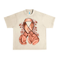 Sandshell Uterine Cancer peach ribbon with boxing gloves Urban Heavy Tee - NancyCooperArtShop