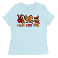 Baby Blue Peace Love Wine Ladies Tee - BundleAndBundleShop