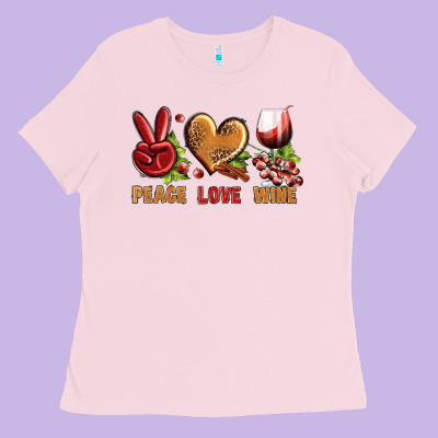 Peace Love Wine Ladies Tee Designed By Bundleandbundleshop