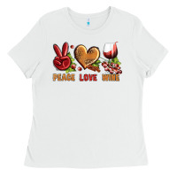 White Peace Love Wine Ladies Tee - BundleAndBundleShop