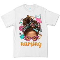White Messy Bun Nursing With Leopard Glasses Bbs Premium Tee - BundleAndBundleShop