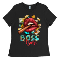 Black Western Boss Babe Cigar Lip Ladies Tee - BundleAndBundleShop