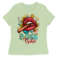 Matcha Western Boss Babe Cigar Lip Ladies Tee - BundleAndBundleShop