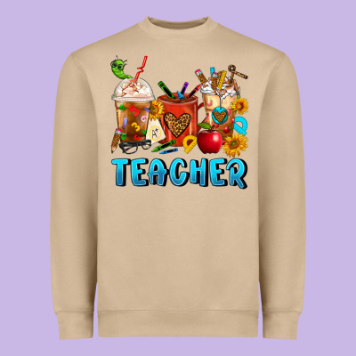 Teacher Coffee Cups Heavyweight Sweatshirt Designed By Fadigitalartstudio