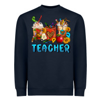 Navy Teacher Coffee Cups Heavyweight Sweatshirt - FaDigitalArtStudio
