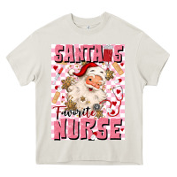 Cream santas favorite nurse Heavy Core Tee - MaliasSmallBusiness
