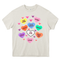 Cream womens valentine candy heart valentines day vneck Heavy Core Tee - tuanDangUi