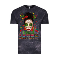 Cloud Black Proud Latina Skull Girl Messy Bun Vintage Tee - texasbilliewilder